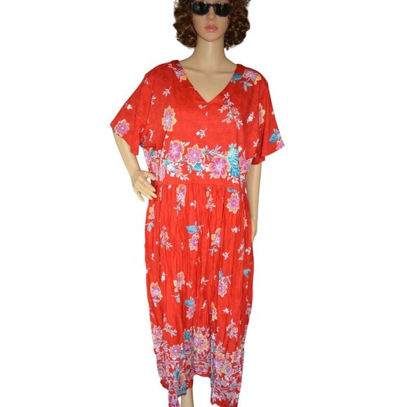 NWT Only Necessities Women's Plus Size Floral Cotton Summer Dress Size 1X 22/24 - Picture 2 of 10